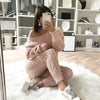 Sweater Top+Pants Knitted Suit O-Neck