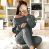 Sweater Top+Pants Knitted Suit O-Neck