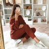 Sweater Top+Pants Knitted Suit O-Neck