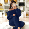 Sweater Top+Pants Knitted Suit O-Neck